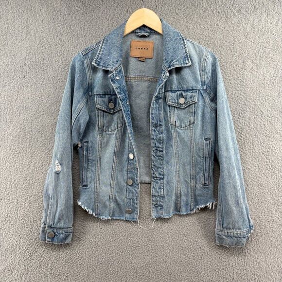 BLANK NYC Distressed Raw Hem Denim Jacket Size Small - Picture 1 of 9